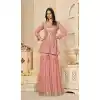Plus Size Georgette Thread Work Party Wear Sharara Suit In Pink - 9277186506