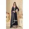 Plus Size Georgette Sequence Work Party Wear Palazzo Salwar Suit In Navy Blue - 9277186507