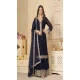 Georgette Sequence Work Party Wear Palazzo Salwar Suit In Navy Blue - 9277186507