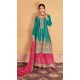 Premium Chinon Embroidery Work Rama Blue Designer Palazzo Salwar Suit - 9314186666