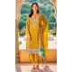 Chinon Embroidered Party Wear Palazzo Salwar Suit In Mustard Color - 9324186710