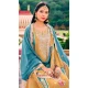 Chinon Embroidered Party Wear Palazzo Salwar Suit In Yellow Color - 9324186711