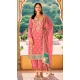 Chinon Embroidered Party Wear Palazzo Salwar Suit In Pink Color - 9324186712