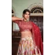 Red Tussar Silk Patola Print Work Party Wear Lehenga Choli - 9339186760