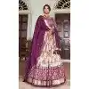 Purple Tussar Silk Patola Print Work Party Wear Plus Size Lehenga Choli - 9339186761
