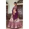 Purple Tussar Silk Patola Print Work Party Wear Plus Size Lehenga Choli - 9339186761