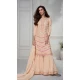 Chinon Silk Embroidered Readymade Sharara Suit In Peach - 9340186762