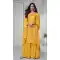 Chinon Silk Embroidered Readymade Sharara Suit In Yellow - 9340186763