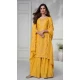 Chinon Silk Embroidered Readymade Sharara Suit In Yellow - 9340186763