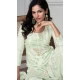 Chinon Silk Embroidered Readymade Sharara Suit In Light Pista - 9340186764