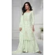 Chinon Silk Embroidered Readymade Sharara Suit In Light Pista - 9340186764