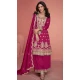 Pink Premium Silk Embroidery Work Party Wear Palazzo Salwar Suit - 9341186766
