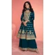 Teal Blue Premium Silk Embroidery Work Party Wear Palazzo Salwar Suit - 9341186767