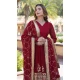 Faux Georgette Embroidery Work Party Wear Gown In Maroon - 9350186799