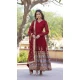 Faux Georgette Embroidery Work Party Wear Gown In Maroon - 9350186799