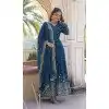 Blue Faux Georgette Zari Embroidery Work Party Wear Gown - 9351186800