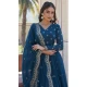 Blue Faux Georgette Zari Embroidery Work Party Wear Gown - 9351186800
