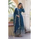 Blue Faux Georgette Zari Embroidery Work Party Wear Gown - 9351186800
