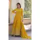 Yellow Faux Georgette Zari Embroidery Work Party Wear Gown - 9351186801
