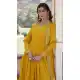 Yellow Faux Georgette Zari Embroidery Work Party Wear Gown - 9351186801