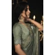 Silk Embroidery Work Party Wear Designer Saree In Olive Grey - 9370186903