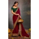Burgundy Satin Sequins Work Traditional Wear Saree - 9371186908