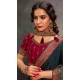 Satin Teal Blue Sequins Work Traditional Wear Saree - 9371186912