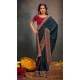 Satin Teal Blue Sequins Work Traditional Wear Saree - 9371186912