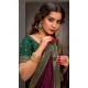 Wine Satin Sequins Work Traditional Wear Saree - 9371186914