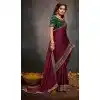 Wine Satin Sequins Work Traditional Wear Plus Size Saree - 9371186914