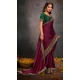 Wine Satin Sequins Work Traditional Wear Saree - 9371186914