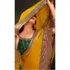 Mustard Satin Sequins Work Traditional Wear Plus Size Saree - 9371186915