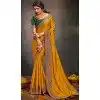 Mustard Satin Sequins Work Traditional Wear Plus Size Saree - 9371186915