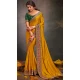 Mustard Satin Sequins Work Traditional Wear Saree - 9371186915