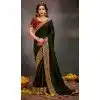 Dark Mehendi Green Satin Sequins Work Traditional Wear Plus Size Saree - 9371186916