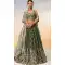 Chiffon Embroidery Work Designer Wear Lehenga Choli In Olive Green - 142027319