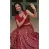 Rayon Printed Designer Wear Plus Size Navratri Chaniya Choli In Maroon - 145909671