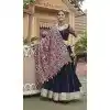 Navy Blue Viscose Rayon Embroidered Plus Size Navratri Chaniya Choli - 146229861