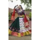 Green Viscose Rayon Embroidered Navratri Chaniya Choli - 146229862