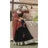 Black Viscose Rayon Embroidered Plus Size Navratri Chaniya Choli - 146229864