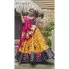 Yellow Muslin Cotton Embroidered Plus Size Navratri Chaniya Choli - 146229866