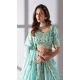 Sky Blue Organza Embroidery Work Designer Lehenga Choli - 142677686