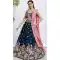 Navy Blue Organza Embroidered Designer Wear Lehenga Choli - 144468776