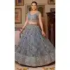 Plus Size Georgette Embroidery Work Party Wear Lehenga Choli In Grey - 9367186877
