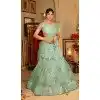 Plus Size Georgette Embroidery Work Party Wear Lehenga Choli In Pista Green - 9367186878