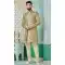 Mehendi Green Banarasi Silk Resham Work Function Wear Men's Indo Western - 9376186942