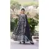 Viscose Embroidery Work Readymade Plus Size Party Wear Gown In Black - 9382186988