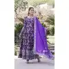 Viscose Embroidery Work Readymade Plus Size Party Wear Gown In Purple - 9382186990
