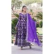 Viscose Embroidery Work Readymade Party Wear Gown In Purple - 9382186990