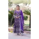 Viscose Embroidery Work Readymade Party Wear Gown In Purple - 9382186990